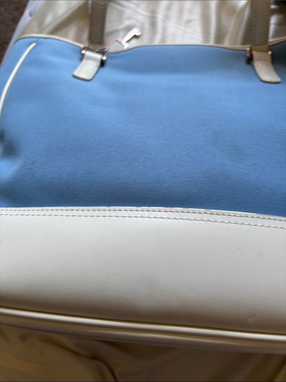 Fossil Blue and White Women’s Tote Bag - Classic Canvas and Leather by Fossil.
